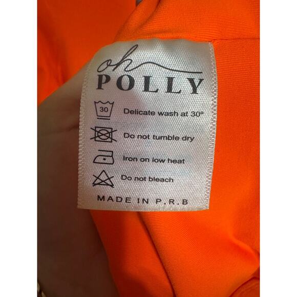 Oh Polly NWT Outsider Bodycon Mini Dress Long Sleeve Cut Out Neon Orange Size 6 - Picture 11 of 14